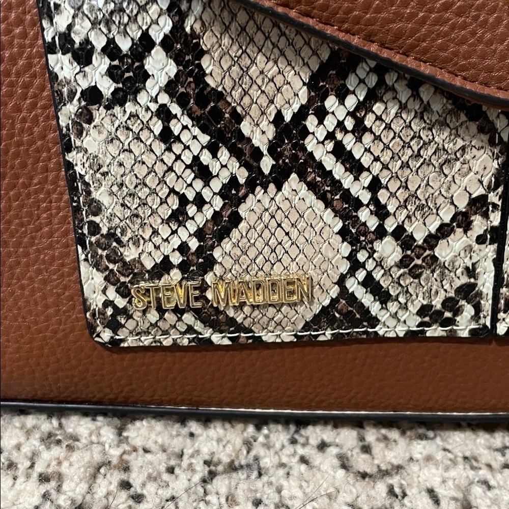 Steve Madden Brown and Snake Pattern Satchel - Picture 2 of 7